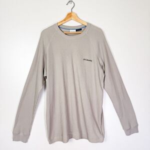 Columbia Men's Pine Peak Waffle Long Sleeve Crew Sz XL Light Grey Omni-Wick